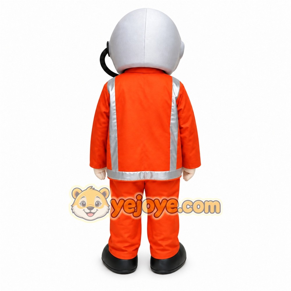 Orange Astronaut Mascot Costume with Custom Logo