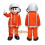 Orange Astronaut Mascot Costume with Custom Logo
