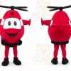 Red Airplane Mascot Costume with Custom Logo