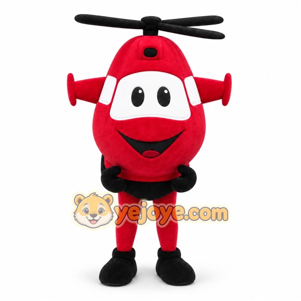 Red Helicopter Mascot Costume with Custom Logo