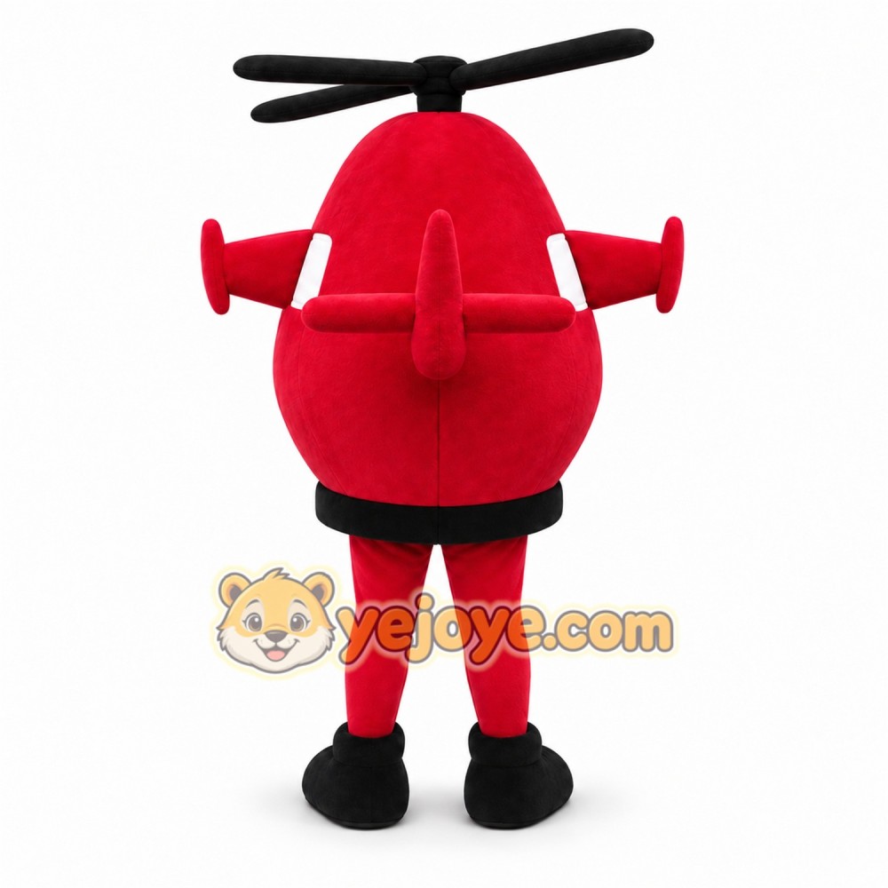 Red Helicopter Mascot Costume with Custom Logo Red Helicopter Mascot Costume with Custom Logo