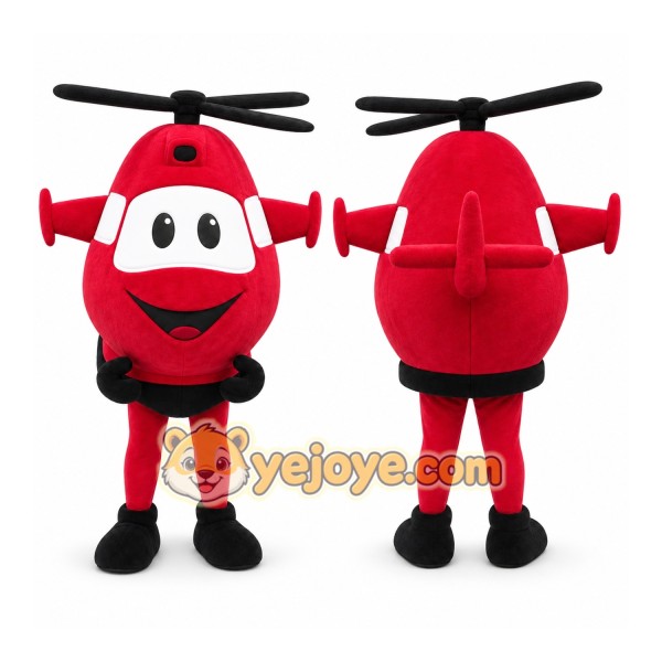 Red Helicopter Mascot Costume with Custom Logo