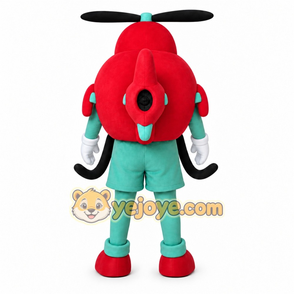 Red Helicopter Mascot Costume with Custom Logo Red Helicopter Mascot Costume with Custom Logo