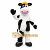 White Cow Mascot Costume with Custom Logo