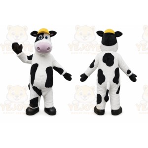 White Cow Mascot Costume with Custom Logo