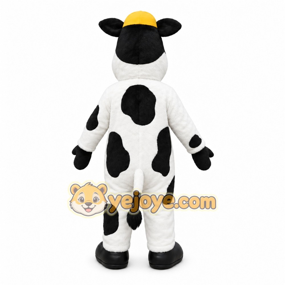 White Cow Mascot Costume with Custom Logo