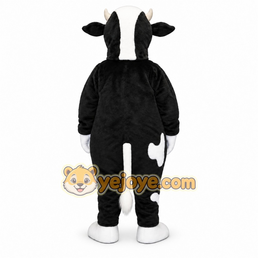 Black Cow Mascot Costume with Custom Logo Black Cow Mascot Costume with Custom Logo