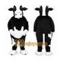 Black Cow Mascot Costume with Custom Logo
