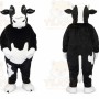 Black Cow Mascot Costume with Custom Logo