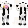 White Cow Mascot Costume with Custom Logo
