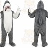 Gray Shark Mascot Costume with Custom Logo