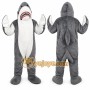 Gray Shark Mascot Costume with Custom Logo