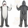 Gray Shark Mascot Costume with Custom Logo
