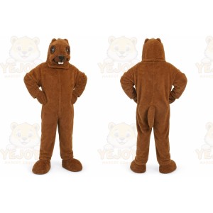 Brown Beaver Mascot Costume with Custom Logo