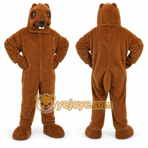 Brown Beaver Mascot Costume with Custom Logo