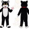 Black Cat Mascot Costume with Custom Logo