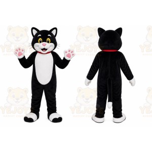 Black Cat Mascot Costume with Custom Logo