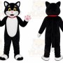 Black Cat Mascot Costume with Custom Logo