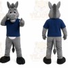 Gray Donkey Mascot Costume with Custom Logo