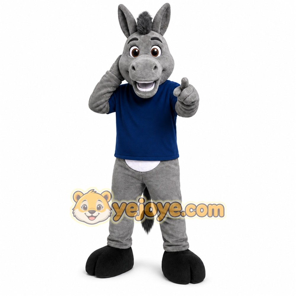 Gray Donkey Mascot Costume with Custom Logo Gray Donkey Mascot Costume with Custom Logo