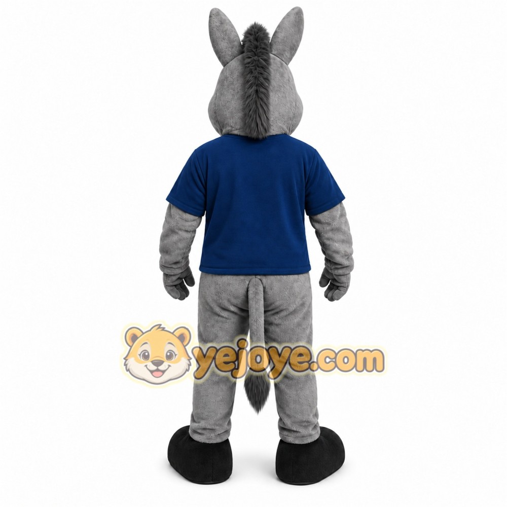 Gray Donkey Mascot Costume with Custom Logo Gray Donkey Mascot Costume with Custom Logo
