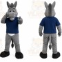 Gray Donkey Mascot Costume with Custom Logo