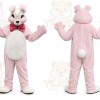 Pink Rabbit Mascot Costume with Custom Logo