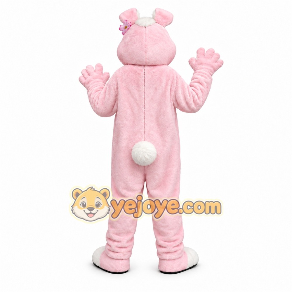 Pink Rabbit Mascot Costume with Custom Logo Pink Rabbit Mascot Costume with Custom Logo
