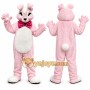 Pink Rabbit Mascot Costume with Custom Logo