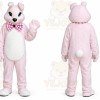Pink Rabbit Mascot Costume with Custom Logo