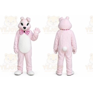 Pink Rabbit Mascot Costume with Custom Logo