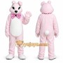 Pink Rabbit Mascot Costume with Custom Logo