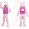 Pink Rabbit Mascot Costume with Custom Logo