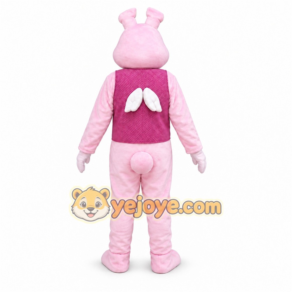 Pink Rabbit Mascot Costume with Custom Logo Pink Rabbit Mascot Costume with Custom Logo