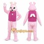 Pink Rabbit Mascot Costume with Custom Logo