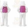White Rabbit Mascot Costume with Custom Logo