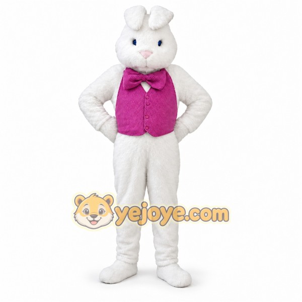White Rabbit Mascot Costume with Custom Logo White Rabbit Mascot Costume with Custom Logo