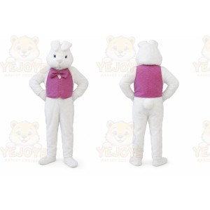 White Rabbit Mascot Costume with Custom Logo