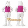 White Rabbit Mascot Costume with Custom Logo