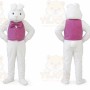 White Rabbit Mascot Costume with Custom Logo