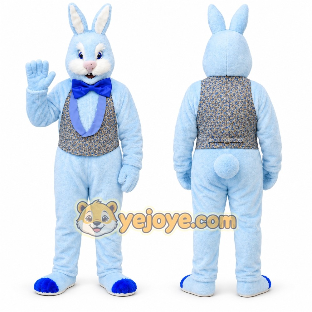 Blue Rabbit Mascot Costume with Custom Logo Blue Rabbit Mascot Costume with Custom Logo