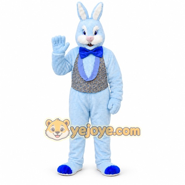 Blue Rabbit Mascot Costume with Custom Logo Blue Rabbit Mascot Costume with Custom Logo