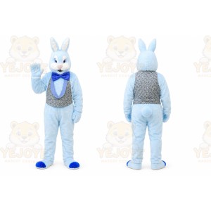 Blue Rabbit Mascot Costume with Custom Logo