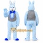 Blue Rabbit Mascot Costume with Custom Logo