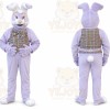Purple Rabbit Mascot Costume with Custom Logo