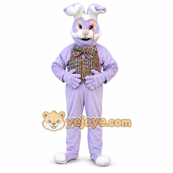 Purple Rabbit Mascot Costume with Custom Logo Purple Rabbit Mascot Costume with Custom Logo