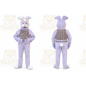 Purple Rabbit Mascot Costume with Custom Logo