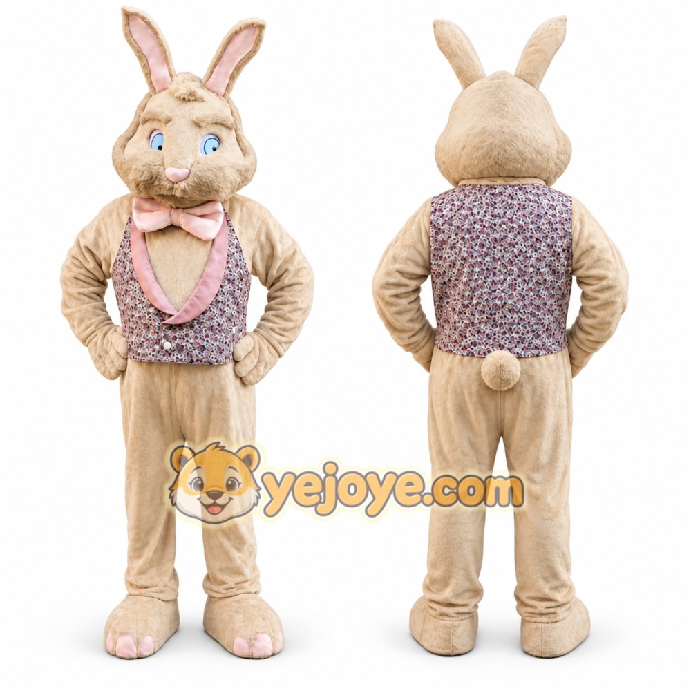 Brown Rabbit Mascot Costume with Custom Logo Brown Rabbit Mascot Costume with Custom Logo