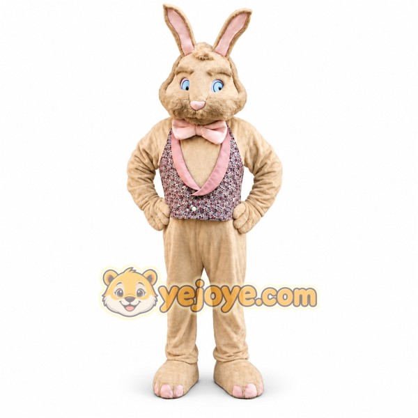 Brown Rabbit Mascot Costume with Custom Logo Brown Rabbit Mascot Costume with Custom Logo