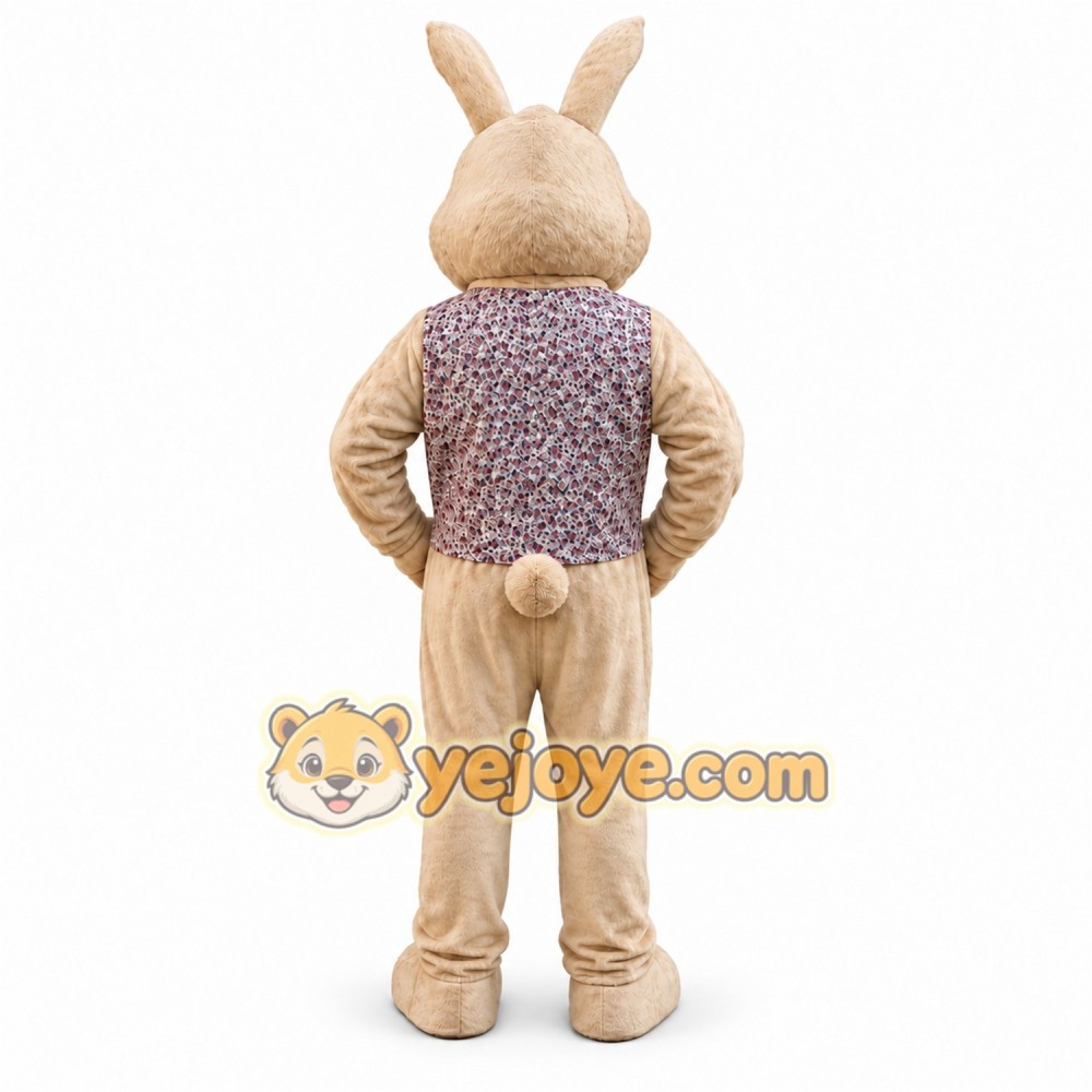 Brown Rabbit Mascot Costume with Custom Logo Brown Rabbit Mascot Costume with Custom Logo